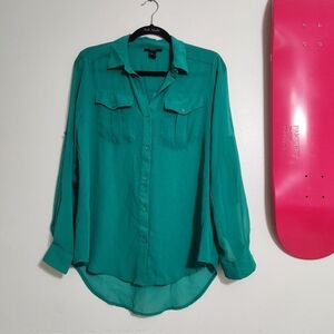 Green Button-Up Shirt